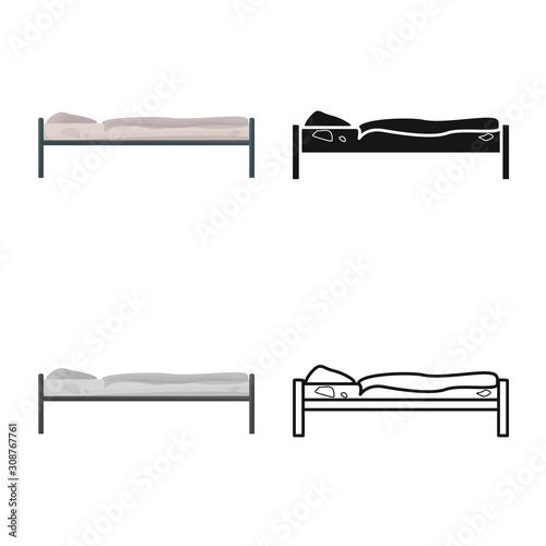 Vector illustration of bed and bunk symbol. Graphic of bed and furniture vector icon for stock.