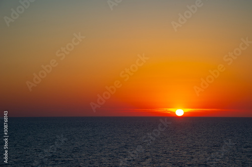Sunset at sea, seen from a cruise.