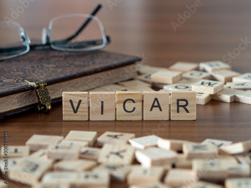 vicar the word or concept represented by wooden letter tiles