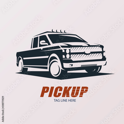 pickup car stylized vector symbol, logo or emblem template