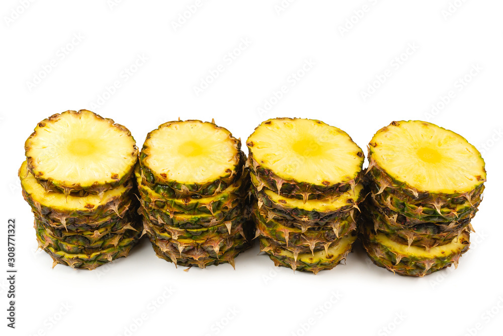 Pineapple slices isolated on white. Pineapple slices isolated on white.