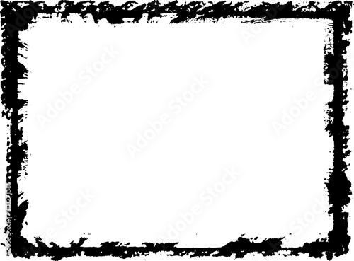 Fototapeta Naklejka Na Ścianę i Meble -  Black frame hand drawn on white background. Paint strokes with a dry brush