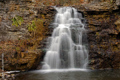  Long exposure of the Waterfall in Autumn at France park near Logansport Indiana located in Cass  © Jerry