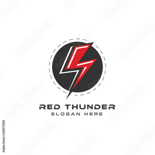 Free Download Red Thunder bold logo Icon on the white background - GFXLoad
