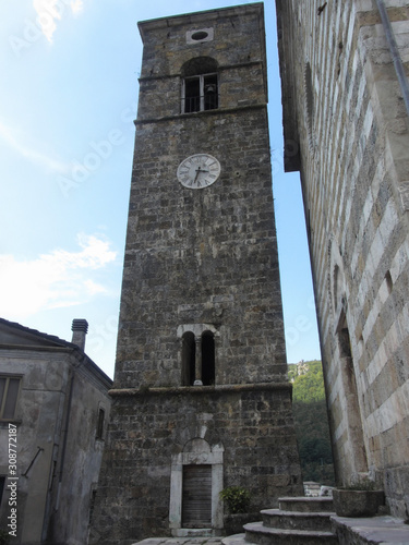 The church dedicated to Saint Regolo in the center of the town of Vagli Sotto , Tuscany , Italy