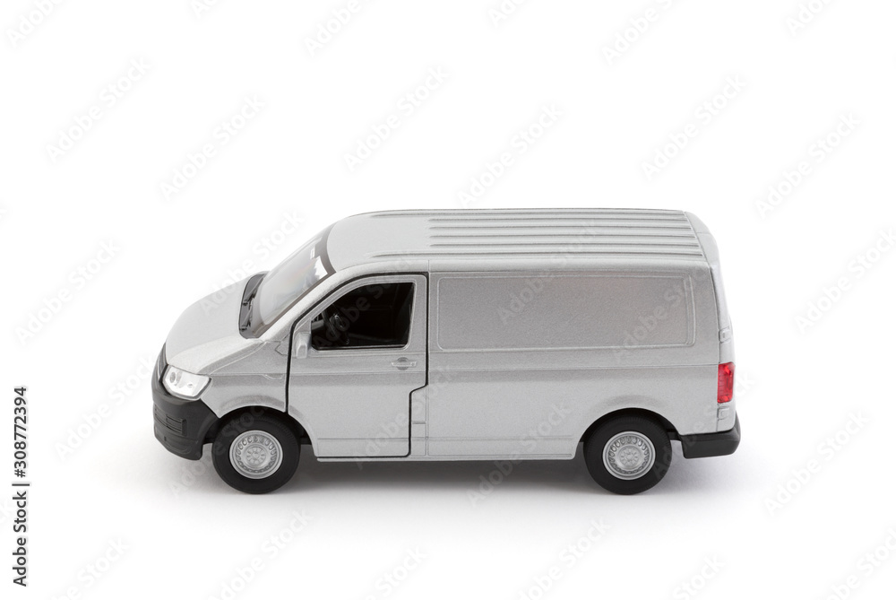 Transport silver van car on white background with clipping path Transport silver van car on white background with clipping path