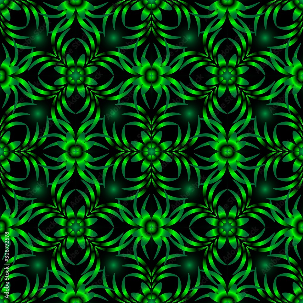 Seamless endless repeating ornament of green shades