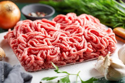 Obraz na plátně Fresh minced meat ready for cooking