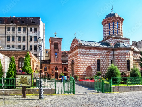 Curtea Veche and Annunciation Church of Saint Anthony in Bucharest, Romania. Old Princely Court is the tourist attraction of the era of Vlad III Dracula in the historic centre of Bucharest photo