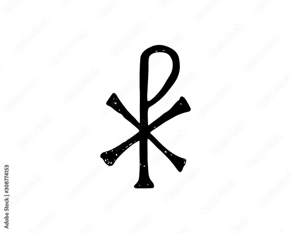 Chi Rho or XP distressed per Christian symbol, vector illustration Stock Vector Adobe Stock