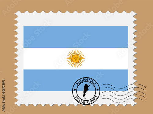 Argentina Flag With Postage Stamp Vector illustration Eps 10