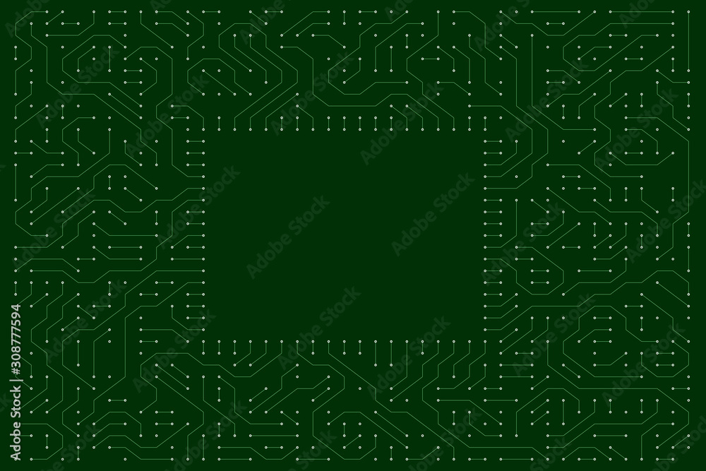 Fototapeta premium Blue futuristic circuit board, electronic motherboard wide detailed background