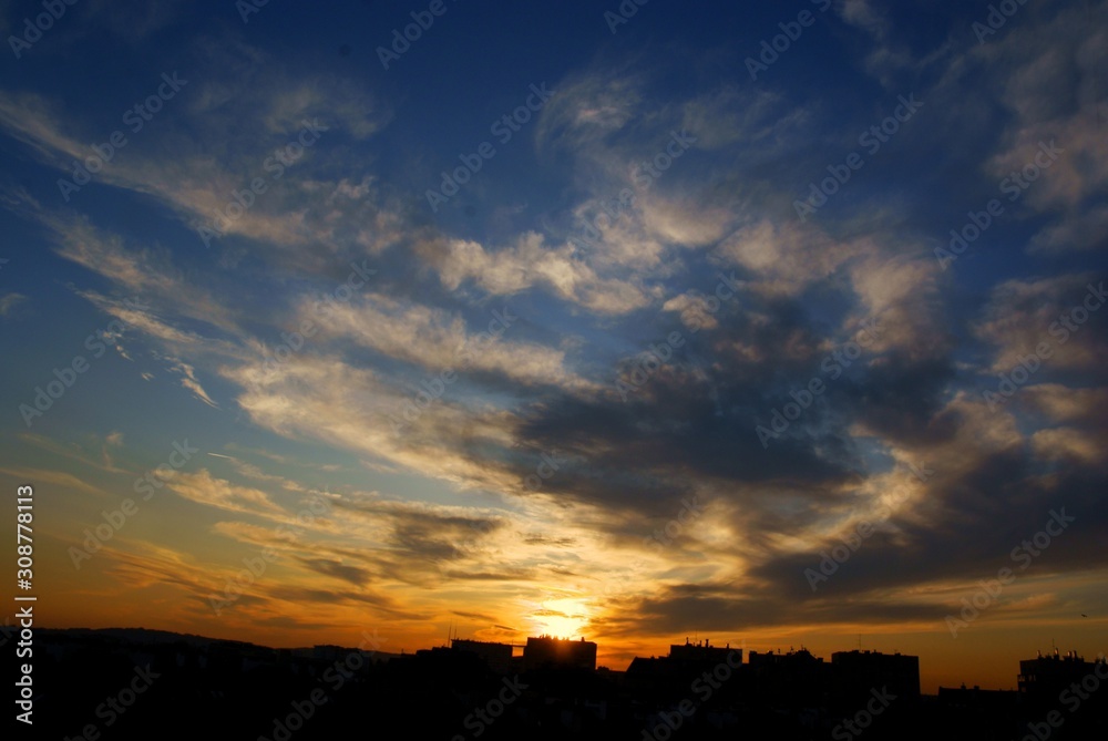 picturesque landscape of cloudy sky at evening