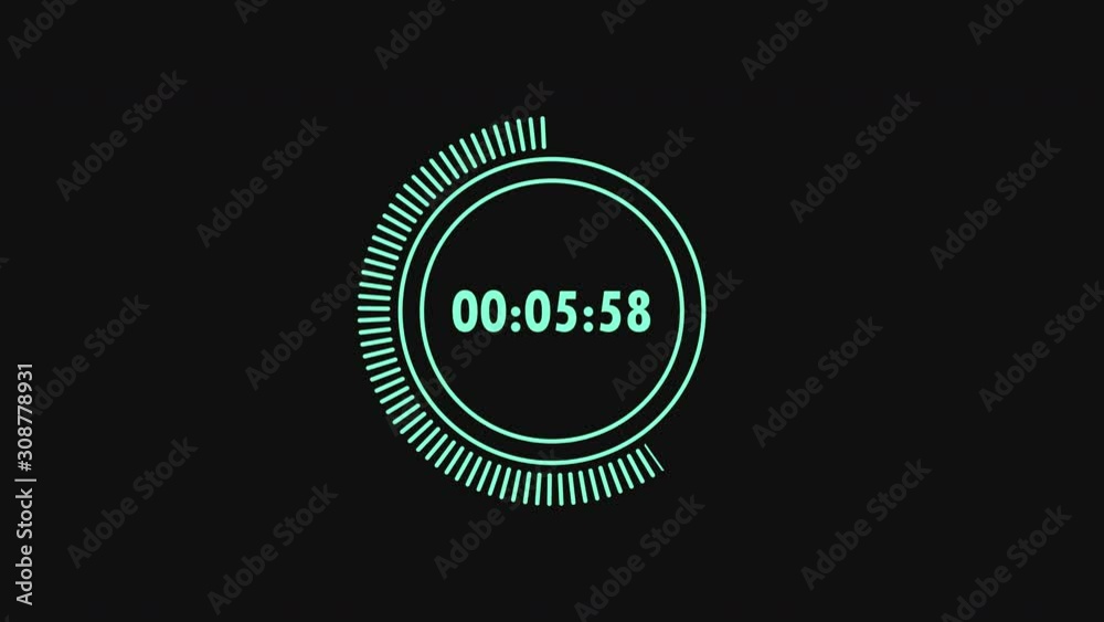 Countdown. 10 seconds. Interface element of circles and lines. 4K. Green. Alpha channel.