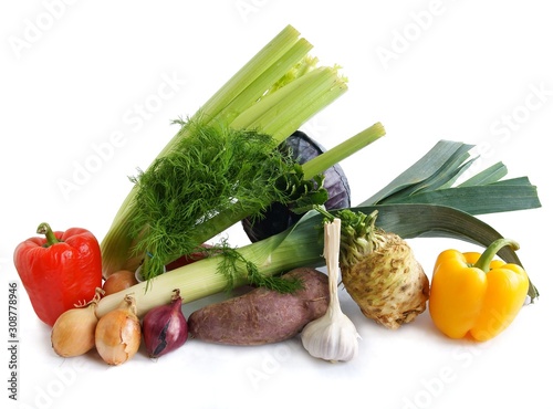 bunch of raw wholesome vegetables close up