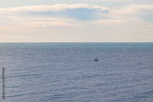 Lonely yacht in the sea