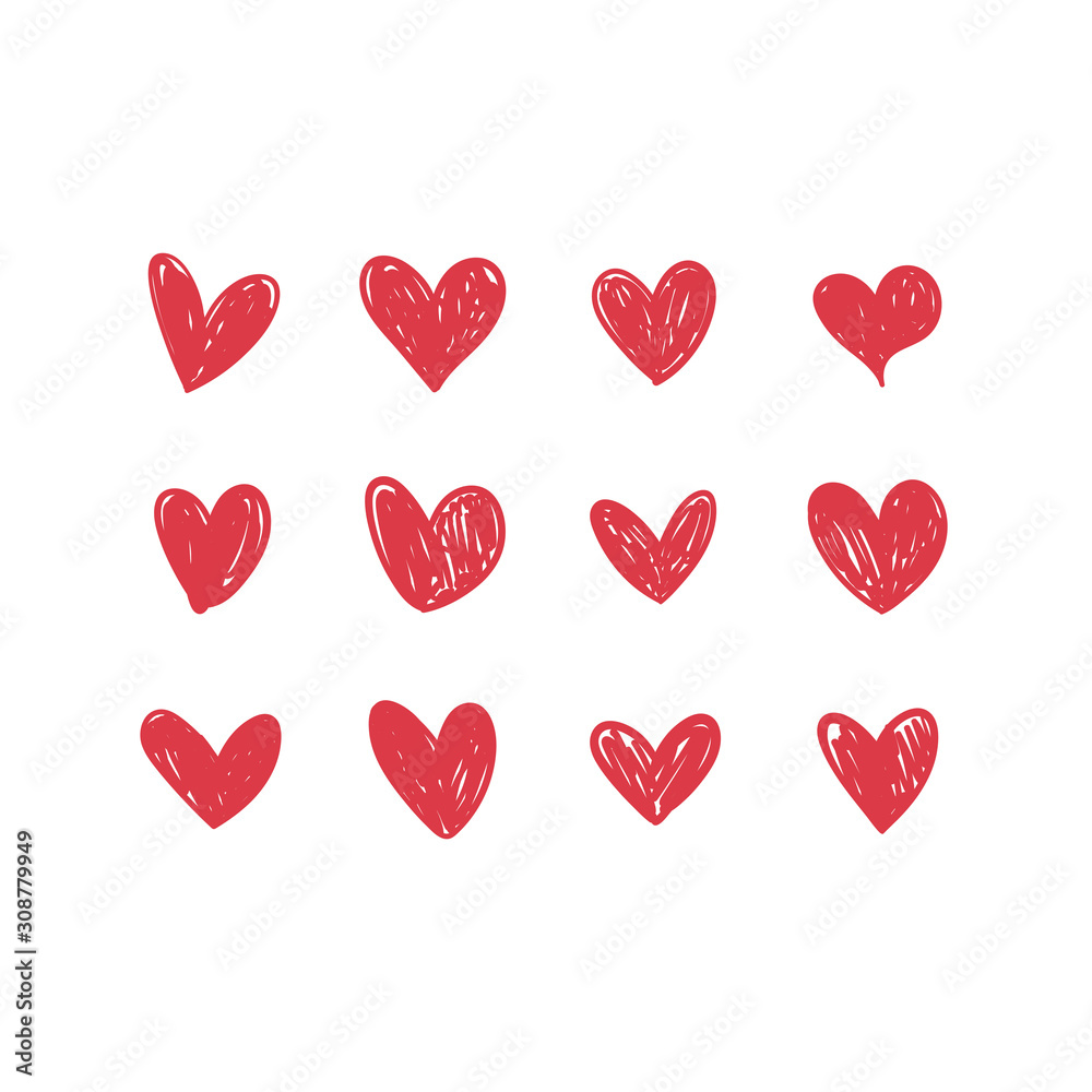 Heart doodles collection. Set of hand drawn hearts. Love illustrations. Heart doodles collection. Set of hand drawn hearts. Love illustrations.