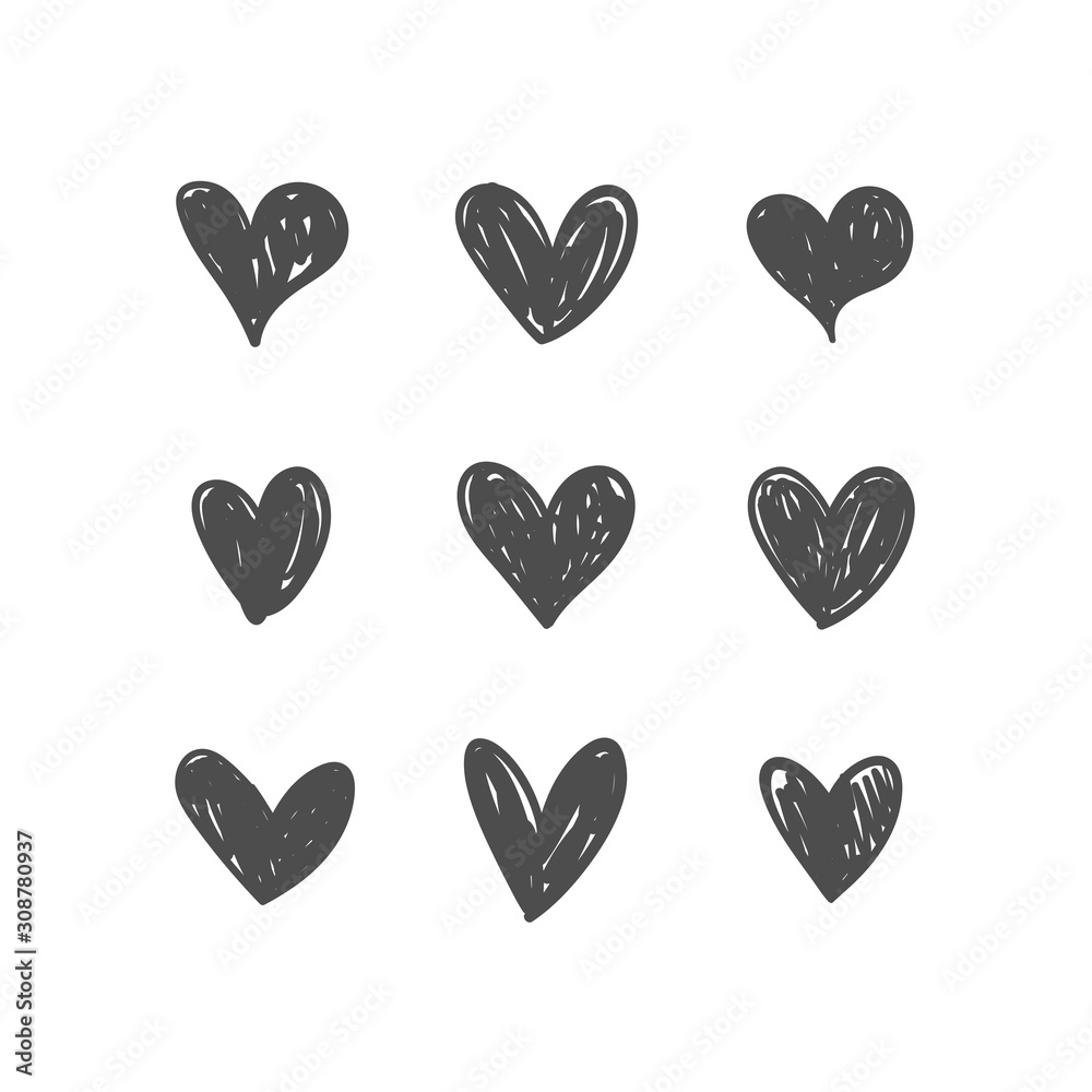 Heart doodles collection. Set of hand drawn hearts. Love illustrations. Heart doodles collection. Set of hand drawn hearts. Love illustrations.