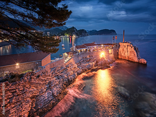 Night view on Petrovac, Mon...
