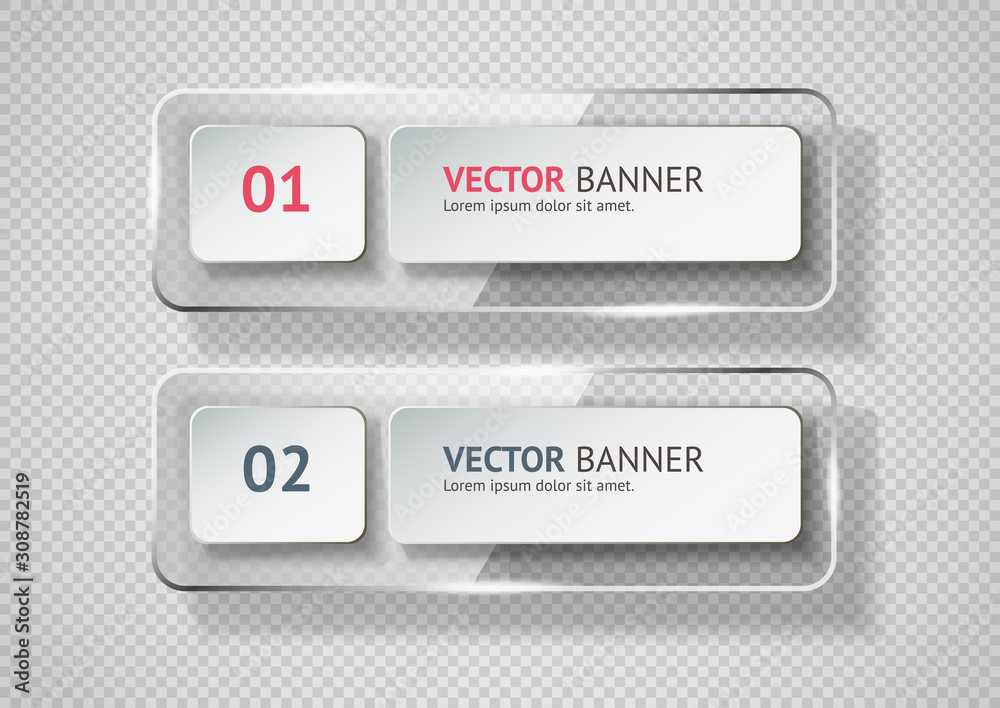 Reflecting glass banner. Gloss reflection 3d panel or clear text box ...