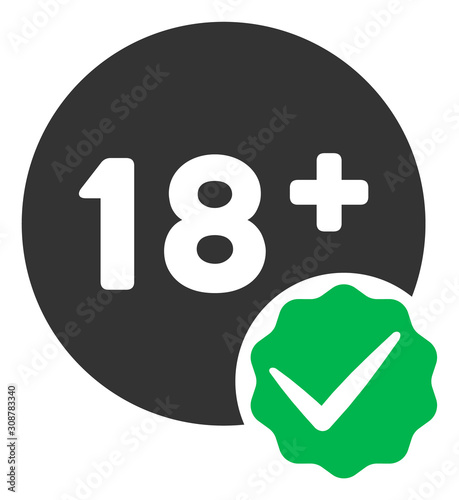 Adults only vector icon. Flat Adults only pictogram is isolated on a white background.