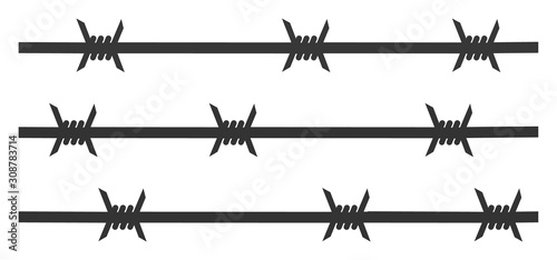 Barbwire fence vector icon. Flat Barbwire fence symbol is isolated on a white background.