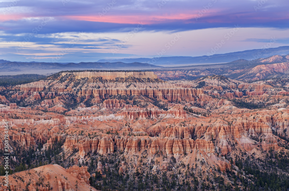 Landscape at twilight of Bryce Canyon National Park from Bryce Point, Utah, USA