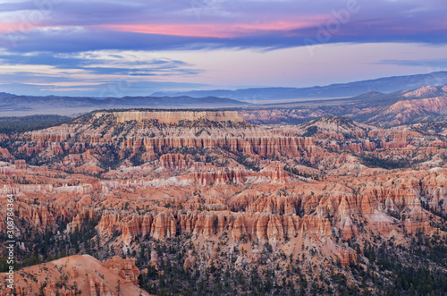 Landscape at twilight of Bryce Canyon National Park from Bryce Point, Utah, USA