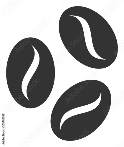 Coffee beans vector icon. Flat Coffee beans pictogram is isolated on a white background.