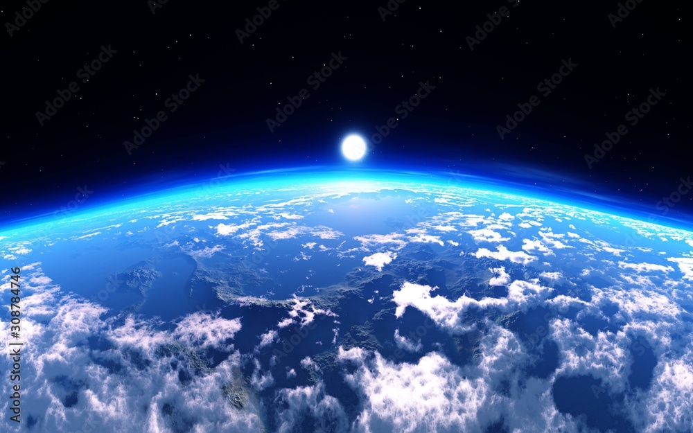 planet earth view from orbit. 3d rendering.