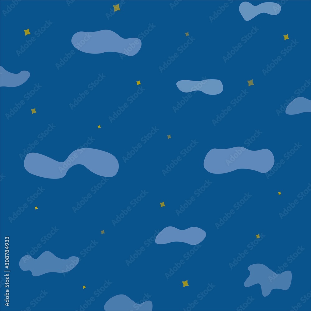 Night sky with stars and clouds blue background. Colorful illustration vector Night sky with stars and clouds blue background. Colorful illustration vector