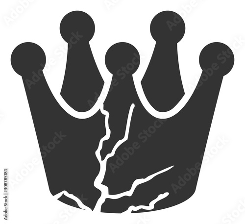 Corrupted monarchy vector icon. Flat Corrupted monarchy pictogram is isolated on a white background.