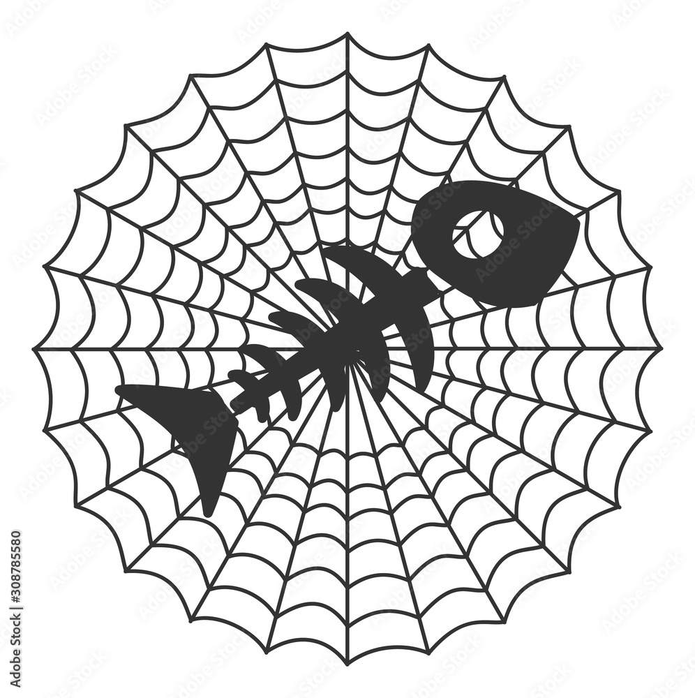 Fototapeta premium Dead fish net vector icon. Flat Dead fish net pictogram is isolated on a white background.