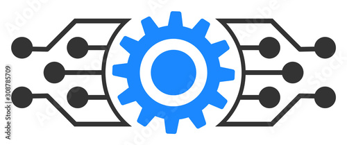 Digital cog vector icon. Flat Digital cog pictogram is isolated on a white background.