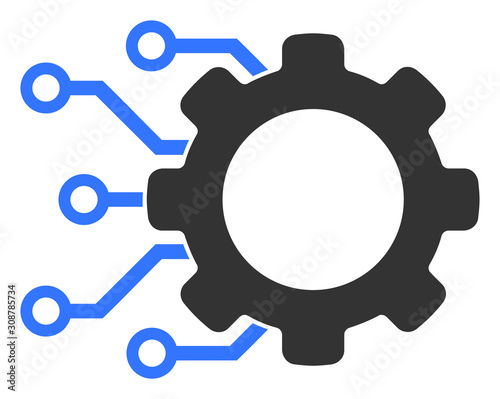 Digital gearwheel vector icon. Flat Digital gearwheel symbol is isolated on a white background.