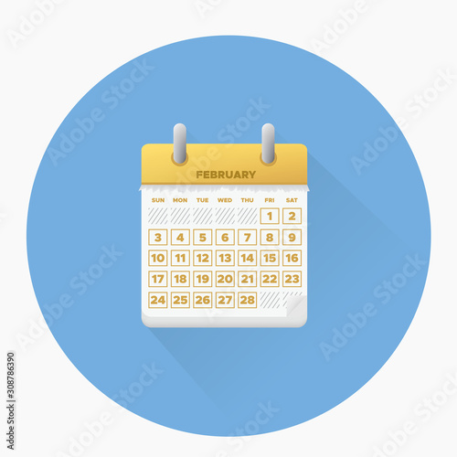 Vector February for 2019 Calendar