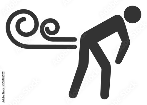 Farting wind vector icon. Flat Farting wind pictogram is isolated on a white background.