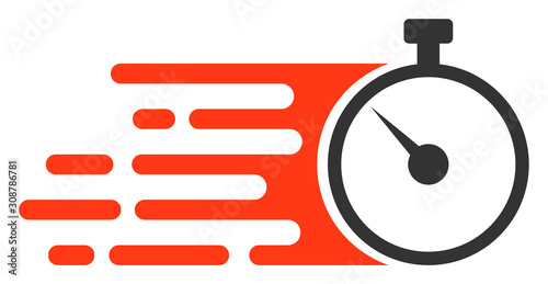 Fast stopwatch vector icon. Flat Fast stopwatch pictogram is isolated on a white background.