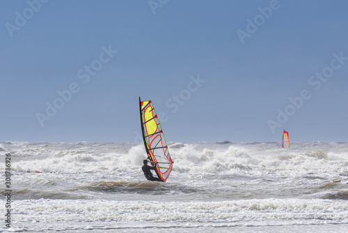 Windsurfing in St. Peter-Ording; Germany photo