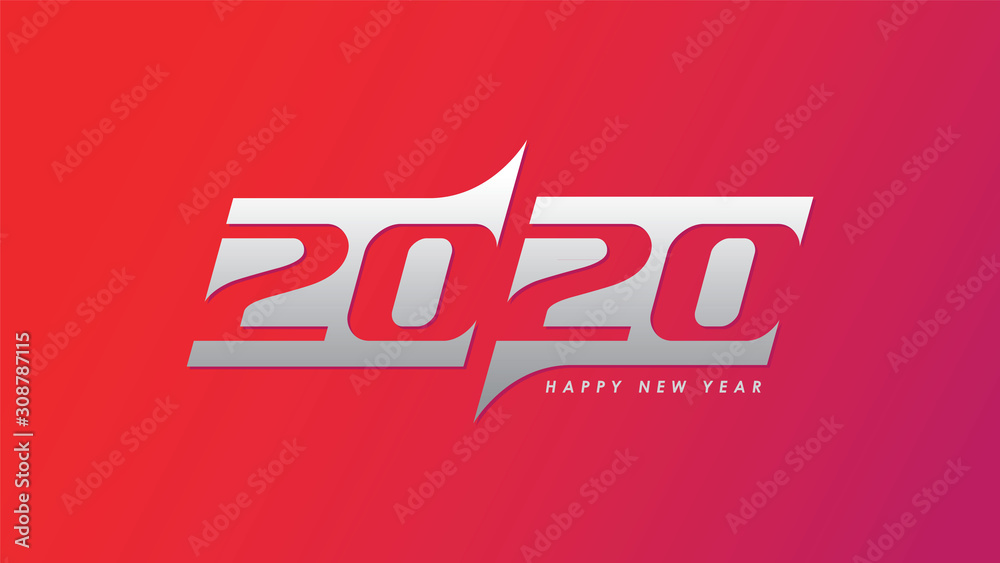 Happy New Year 2020 logo text design. Cover of business diary for 2020 with wishes. Brochure design template, card, banner. Vector illustration. Isolated on white background. Happy New Year 2020 logo text design. Cover of business diary for 2020 with wishes. Brochure design template, card, banner. Vector illustration. Isolated on white background.