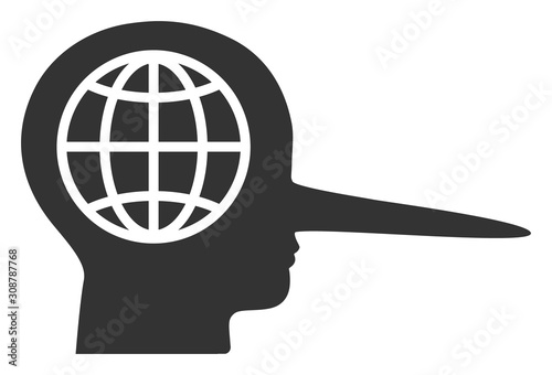 Global liar vector icon. Flat Global liar pictogram is isolated on a white background.