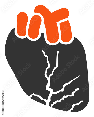 Heart cancer vector icon. Flat Heart cancer pictogram is isolated on a white background.