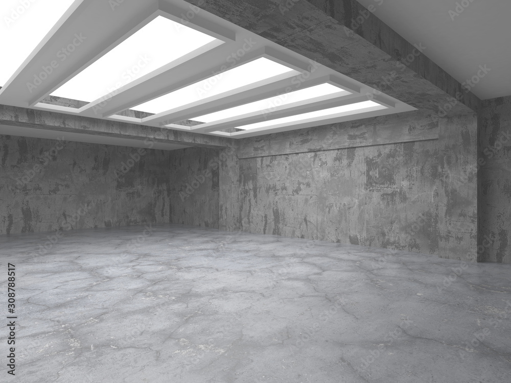 Dark concrete empty room. Modern architecture design Dark concrete empty room. Modern architecture design