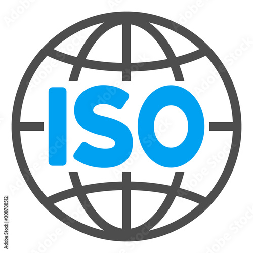 ISO standards vector icon. Flat ISO standards symbol is isolated on a white background.
