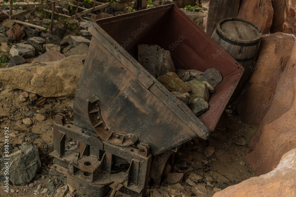 ore carriage in an abandoned old gold mine ore carriage in an abandoned old gold mine