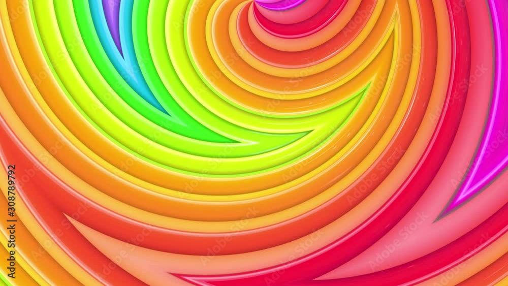Abstract 3d seamless bright background in 4k. Rainbow multicolored stripes move cyclically in simple cartoon creative style. Looped smooth animation. Abstract 3d seamless bright background in 4k. Rainbow multicolored stripes move cyclically in simple cartoon creative style. Looped smooth animation.