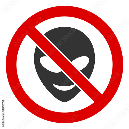 No alien vector icon. Flat No alien symbol is isolated on a white background.