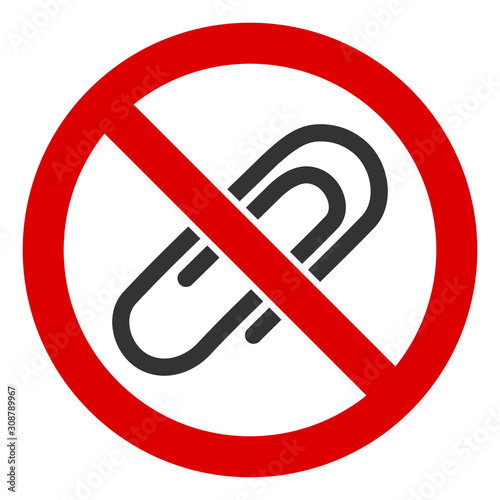 No attachments vector icon. Flat No attachments symbol is isolated on a white background.