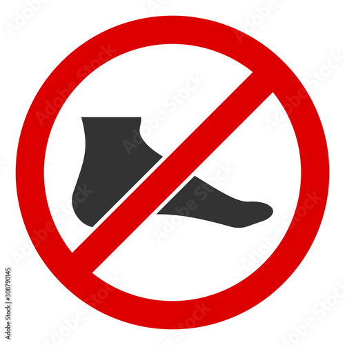 No barefoot vector icon. Flat No barefoot symbol is isolated on a white background.