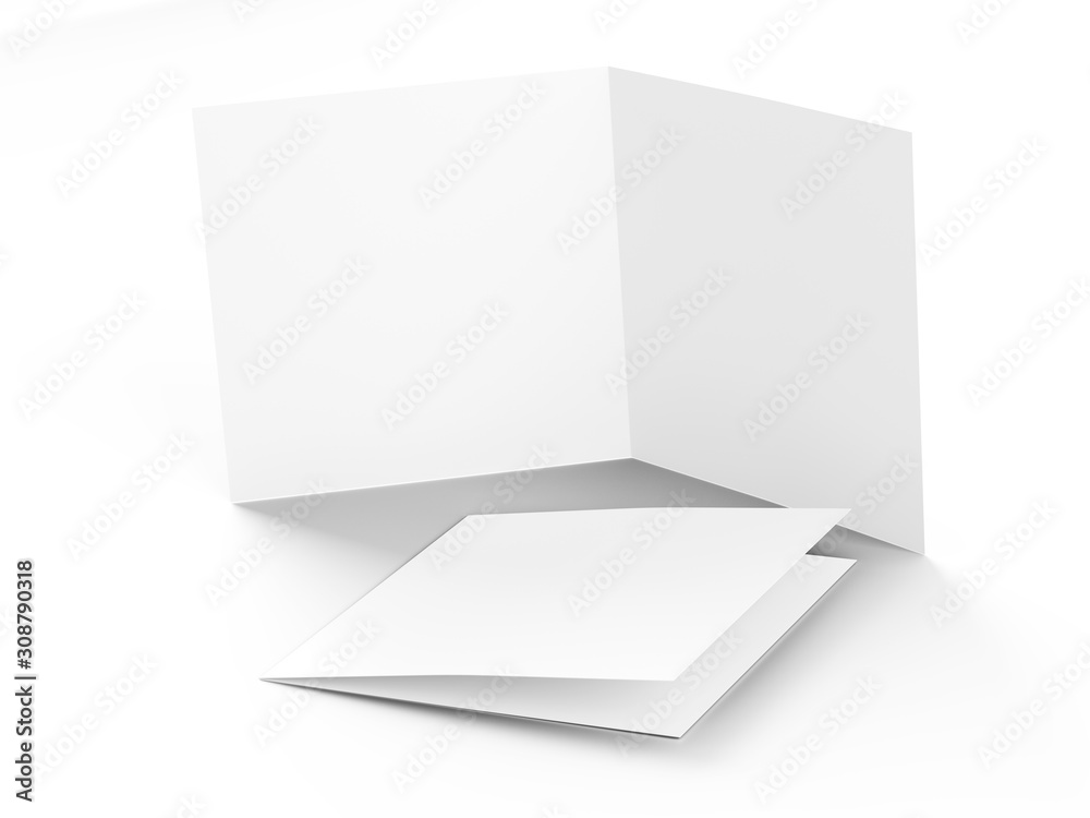 Brochure in square format folded to two - mockup. 3d illustration Brochure in square format folded to two - mockup. 3d illustration